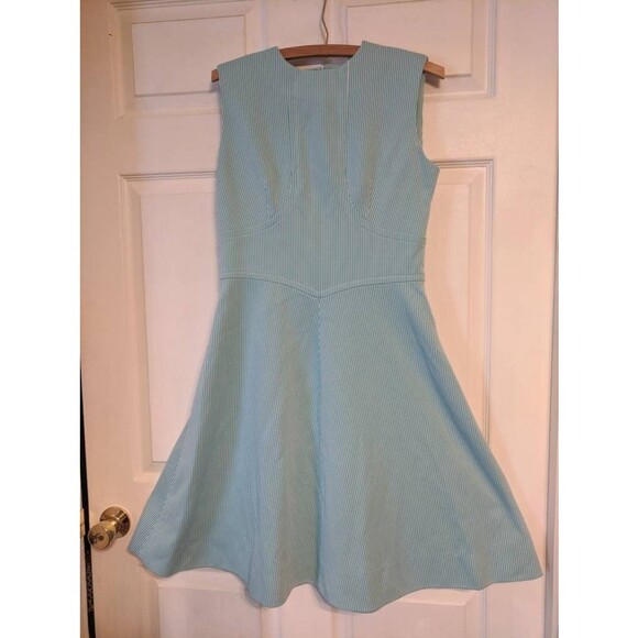60s Mod Dress Sleeveless Blue Striped Vintage Casual Summer S M - Picture 4 of 9